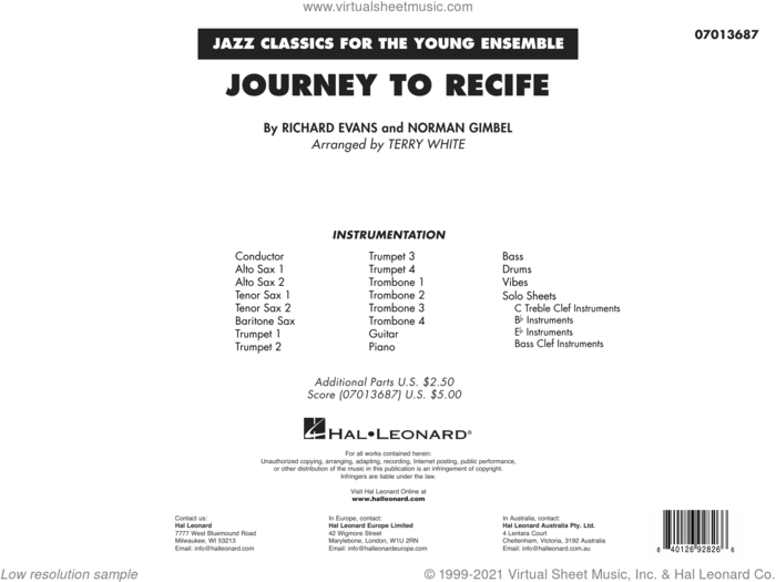 Journey to Recife (arr. Terry White) (COMPLETE) sheet music for jazz band by Norman Gimbel, Richard Evans, Richard Evans & Norman Gimbel and Terry White, intermediate skill level