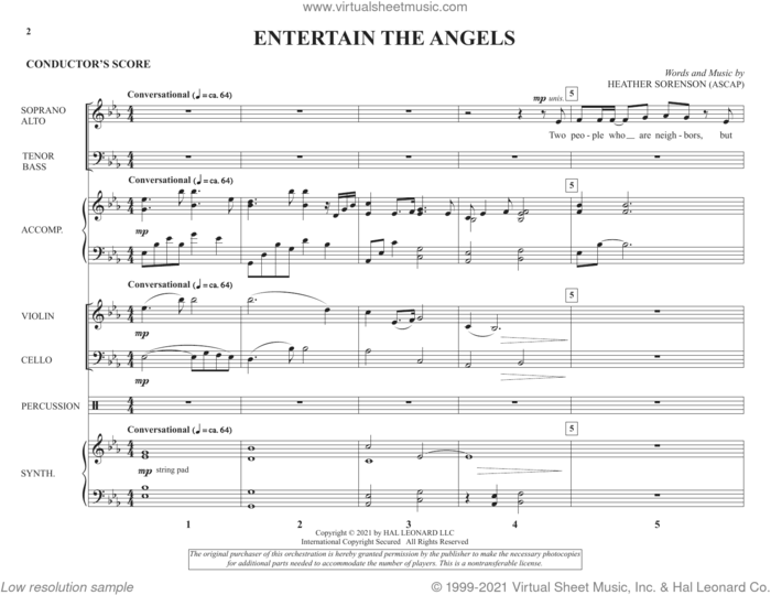 Entertain the Angels (COMPLETE) sheet music for orchestra/band by Heather Sorenson, intermediate skill level