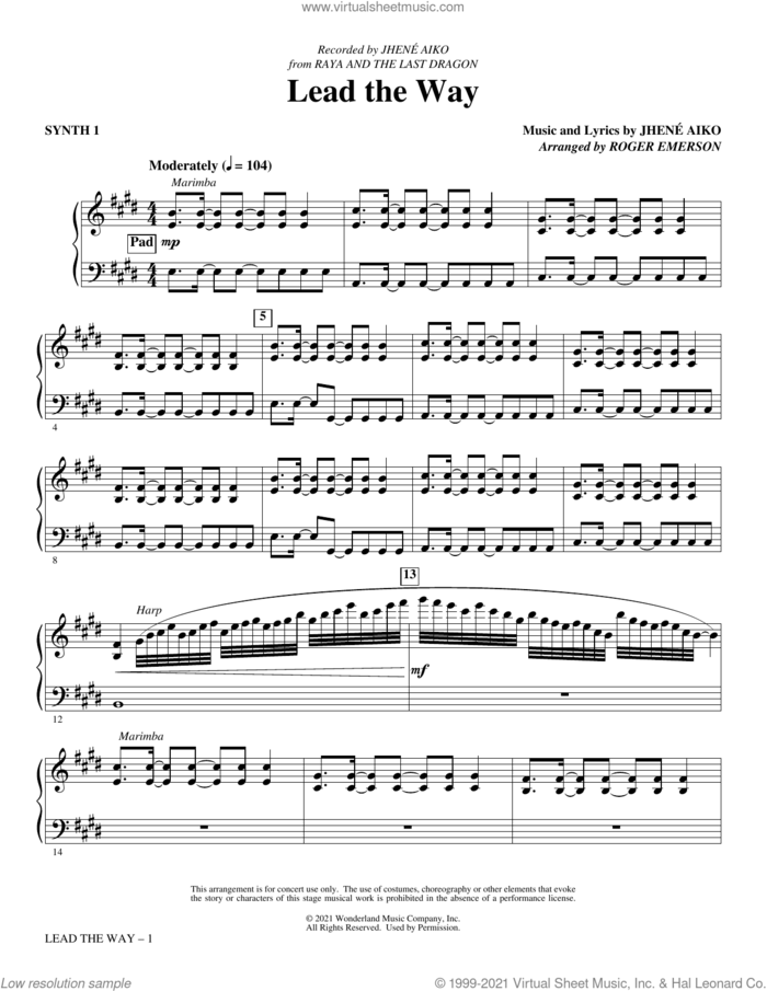 Lead the Way (from Disney's Raya And The Last Dragon) (arr. Roger Emerson) (complete set of parts) sheet music for orchestra/band by Roger Emerson and Jhene Aiko, intermediate skill level