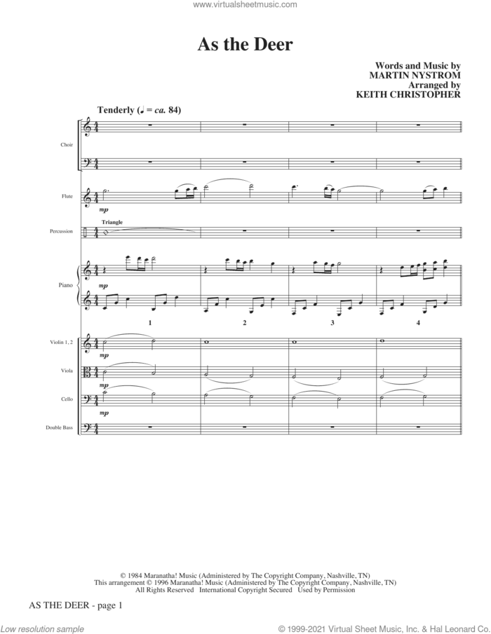 As The Deer (arr. Keith Christopher) (COMPLETE) sheet music for orchestra/band by Keith Christopher and Martin Nystrom, intermediate skill level