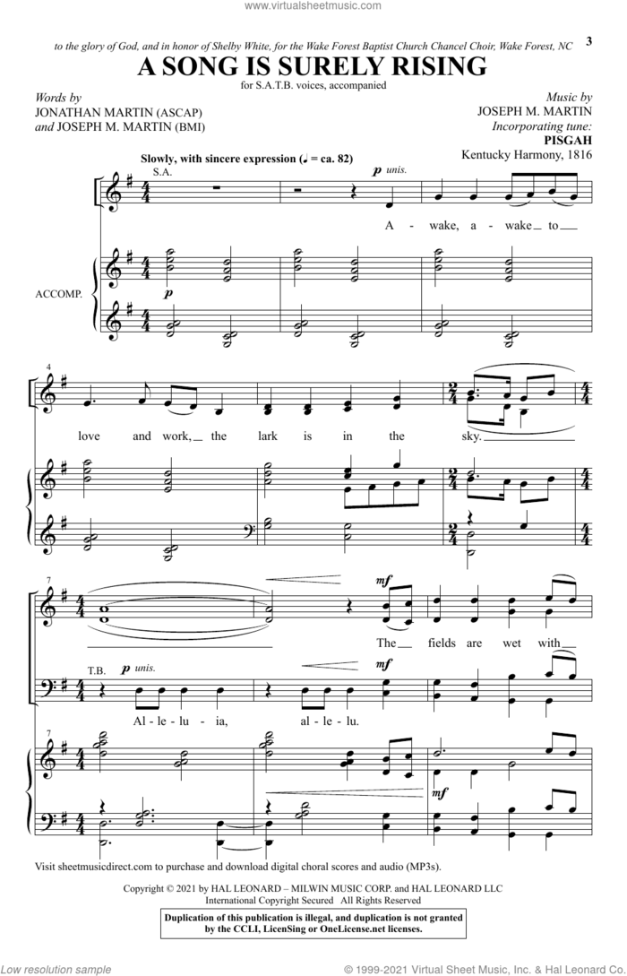 A Song Is Surely Rising sheet music for choir (SATB: soprano, alto, tenor, bass) by Joseph M. Martin, Jonathan Martin and Joseph M. Martin & Jonathan Martin, intermediate skill level