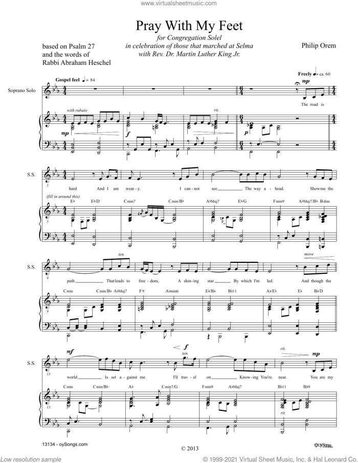 Pray With My Feet sheet music for choir (SATB: soprano, alto, tenor, bass) by Philip Orem, intermediate skill level
