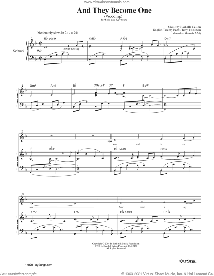 And They Become One sheet music for voice and piano by Rachelle Nelson, intermediate skill level