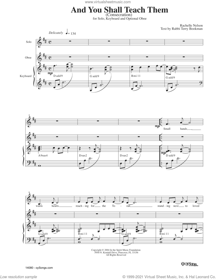 And You Shall Teach Them (opt. Oboe) sheet music for voice and piano by Rachelle Nelson, intermediate skill level