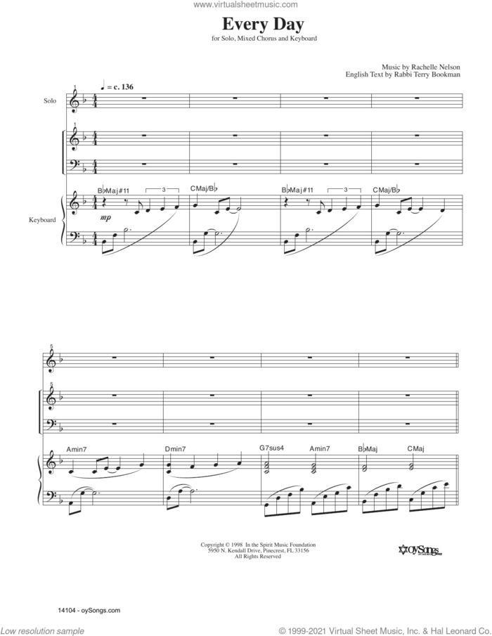Every Day sheet music for choir (SAT: soprano, alto, tenor) by Rachelle Nelson, intermediate skill level