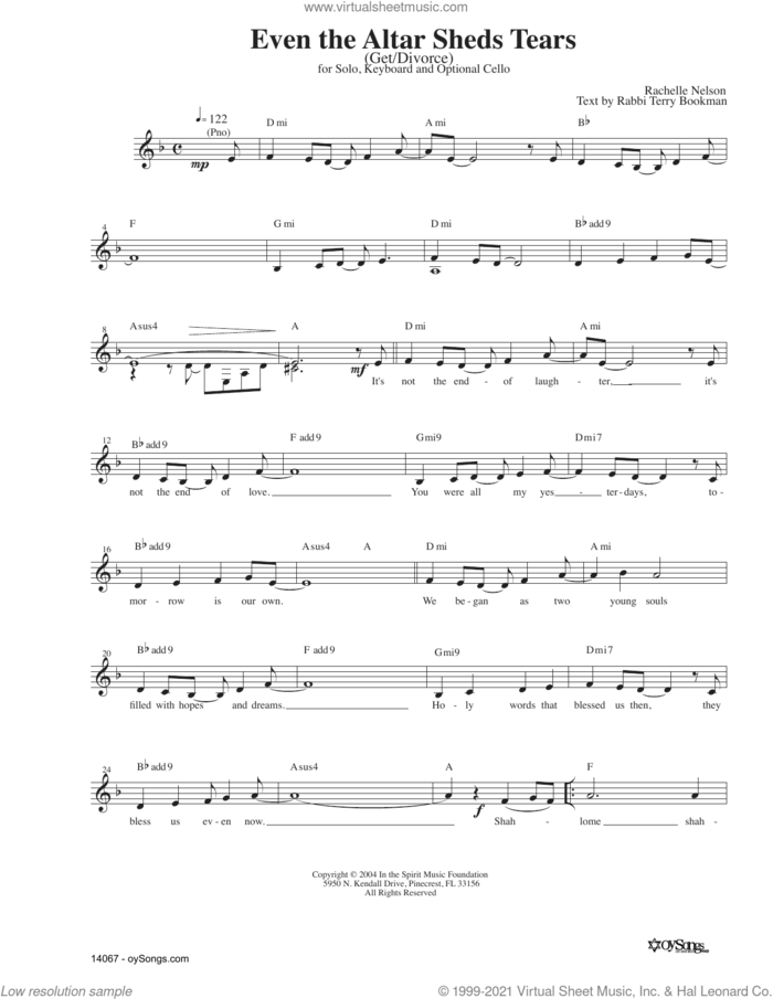 Even The Altar Sheds Tears sheet music for voice and other instruments (fake book) by Rachelle Nelson, intermediate skill level