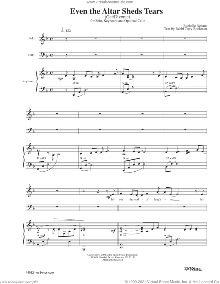 Even The Altar Sheds Tears (opt. Cello) sheet music for voice and piano by Rachelle Nelson, intermediate skill level
