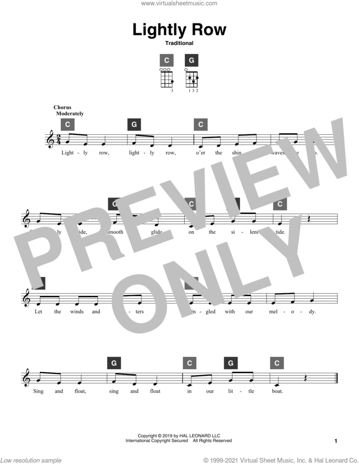 Lightly Row sheet music for ukulele solo (ChordBuddy system), intermediate ukulele (ChordBuddy system)