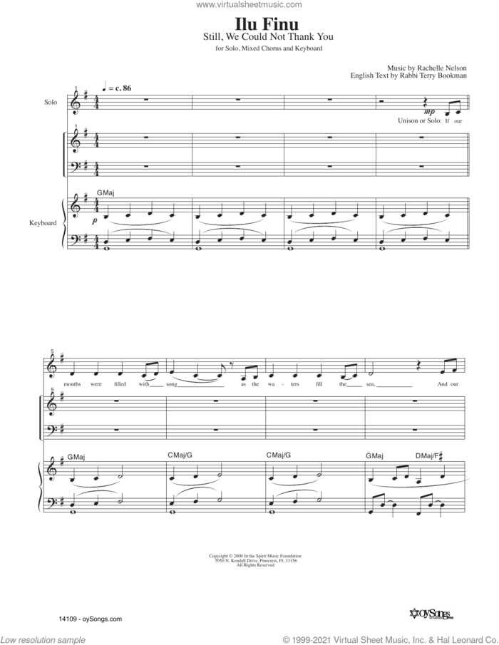 Ilu Finu sheet music for choir (SATB: soprano, alto, tenor, bass) by Rachelle Nelson, intermediate skill level