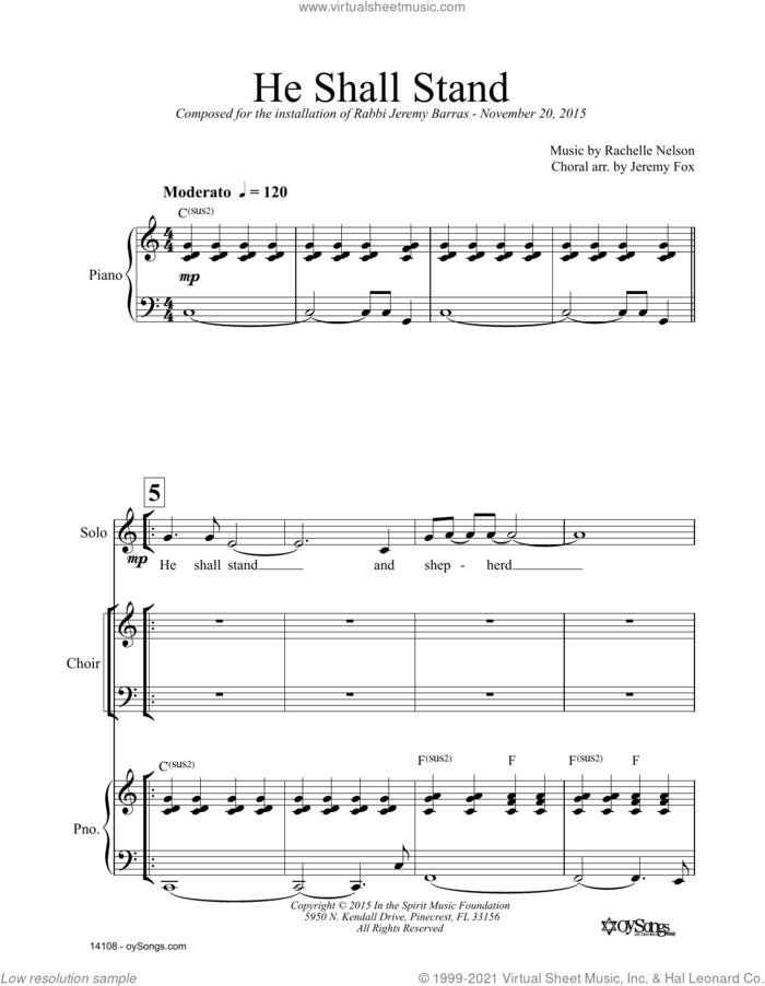 He Shall Stand sheet music for choir (SATB: soprano, alto, tenor, bass) by Rachelle Nelson, intermediate skill level