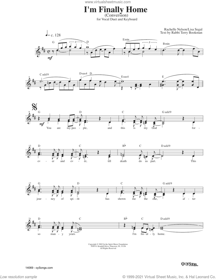 I'm Finally Home sheet music for voice and other instruments (fake book) by Rachelle Nelson, intermediate skill level