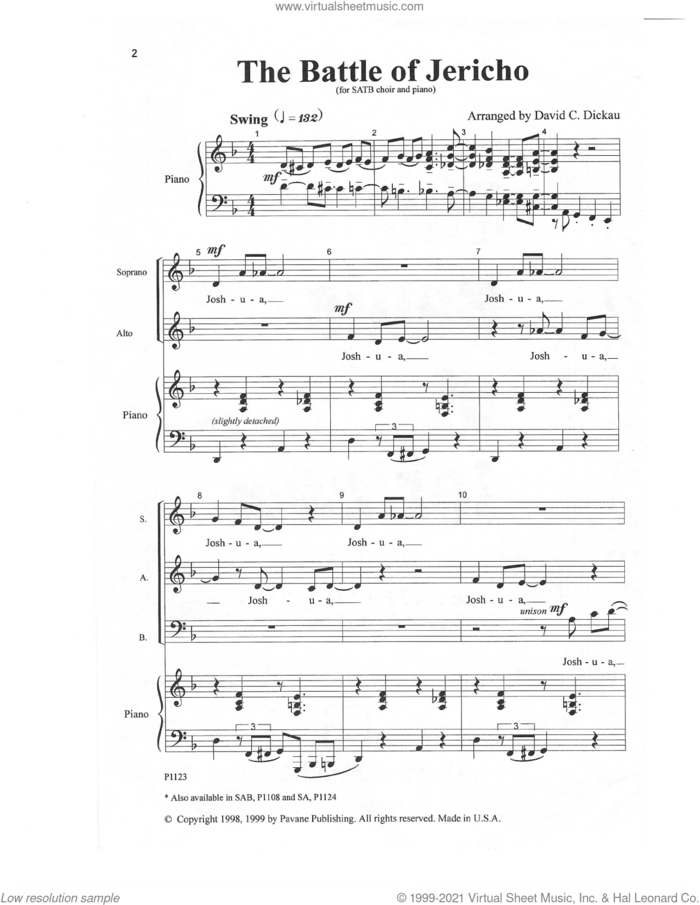 The Battle Of Jericho sheet music for choir (SATB: soprano, alto, tenor, bass) by David C. Dickau, intermediate skill level