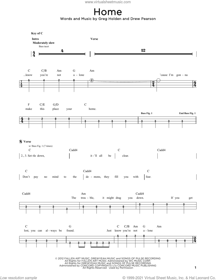 Home sheet music for bass solo (PDF)