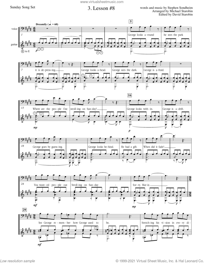 Lesson #8 (from Sunday In The Park With George) sheet music for guitar solo by Stephen Sondheim, intermediate skill level