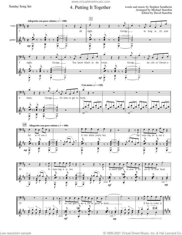 Putting It Together (from Sunday In The Park With George) sheet music for guitar solo by Stephen Sondheim and Barbra Streisand, intermediate skill level
