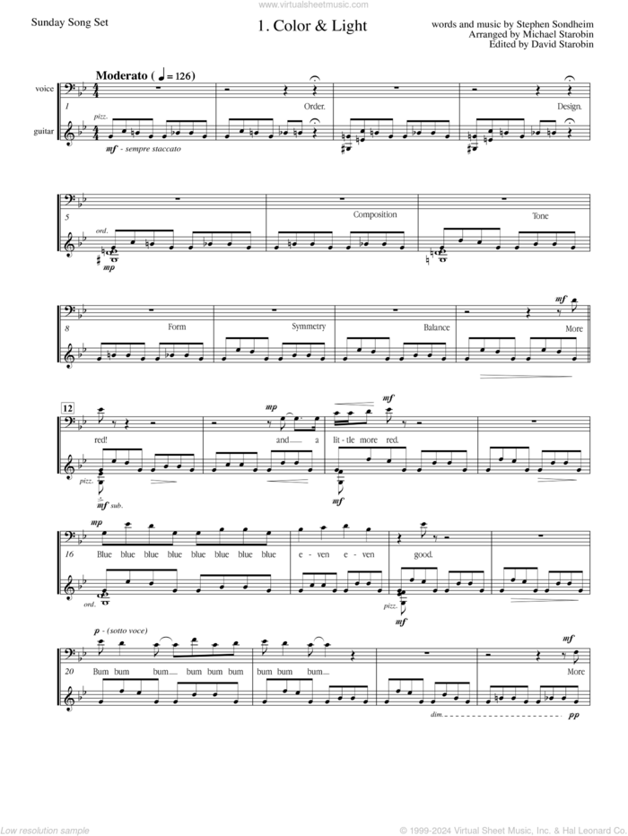 Color And Light (from Sunday In The Park With George) sheet music for guitar solo by Stephen Sondheim, intermediate skill level