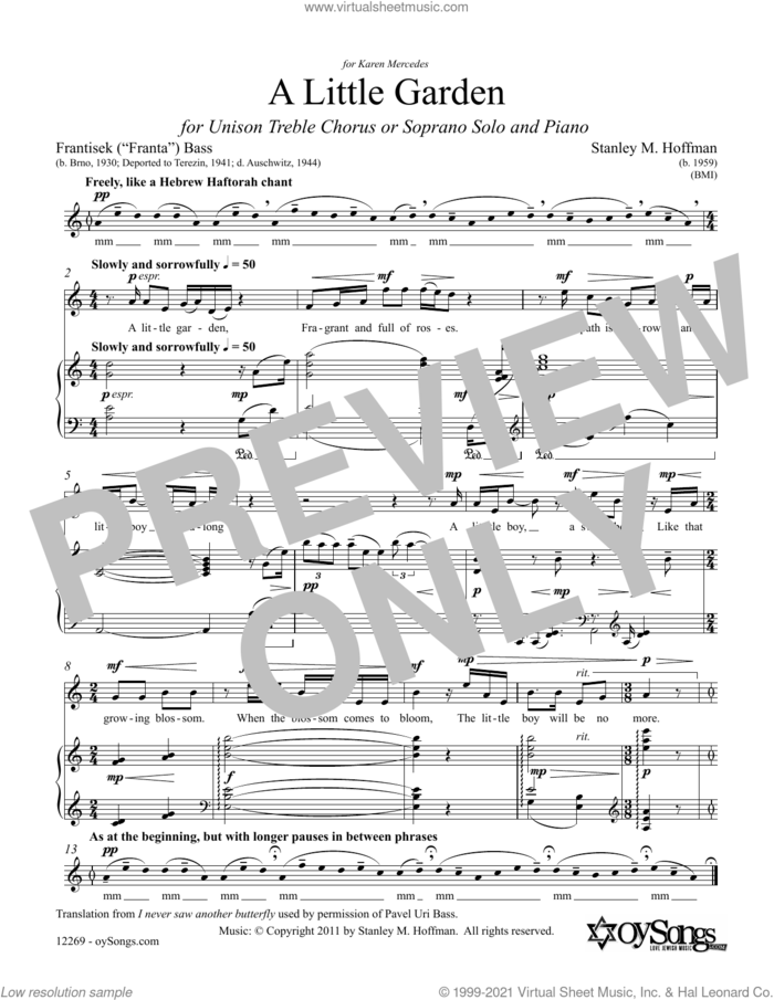 A Little Garden sheet music for voice and piano by Stanley F. Hoffman, intermediate skill level