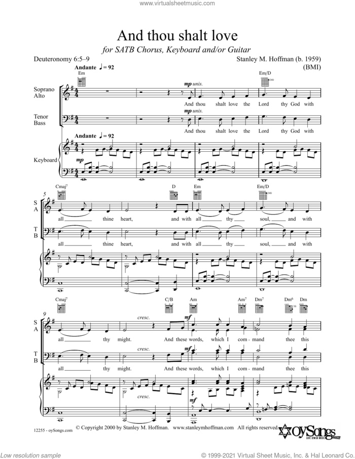 And Thou Shalt Love sheet music for choir (SATB: soprano, alto, tenor, bass) by Stanley F. Hoffman, intermediate skill level
