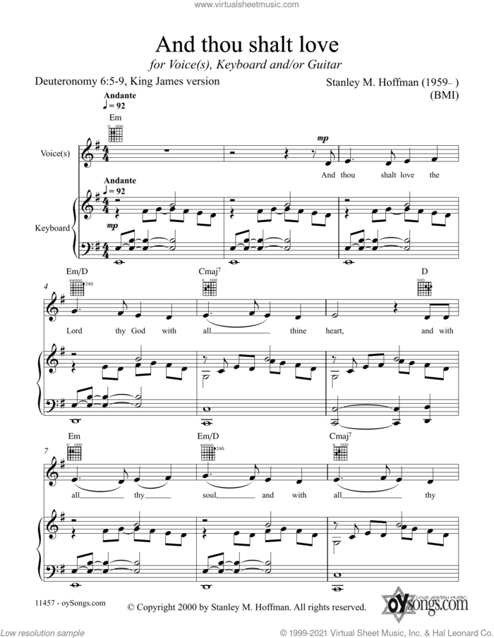 And Thou Shalt Love sheet music for voice, piano or guitar by Stanley F. Hoffman, intermediate skill level