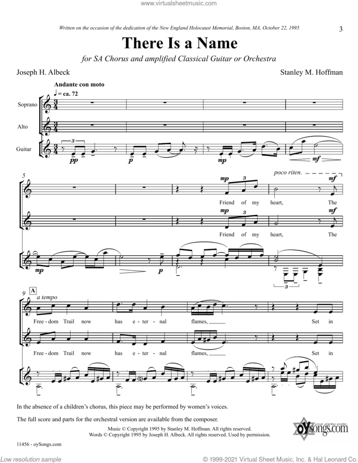 There Is A Name sheet music for choir (SA) by Stanley F. Hoffman, intermediate skill level