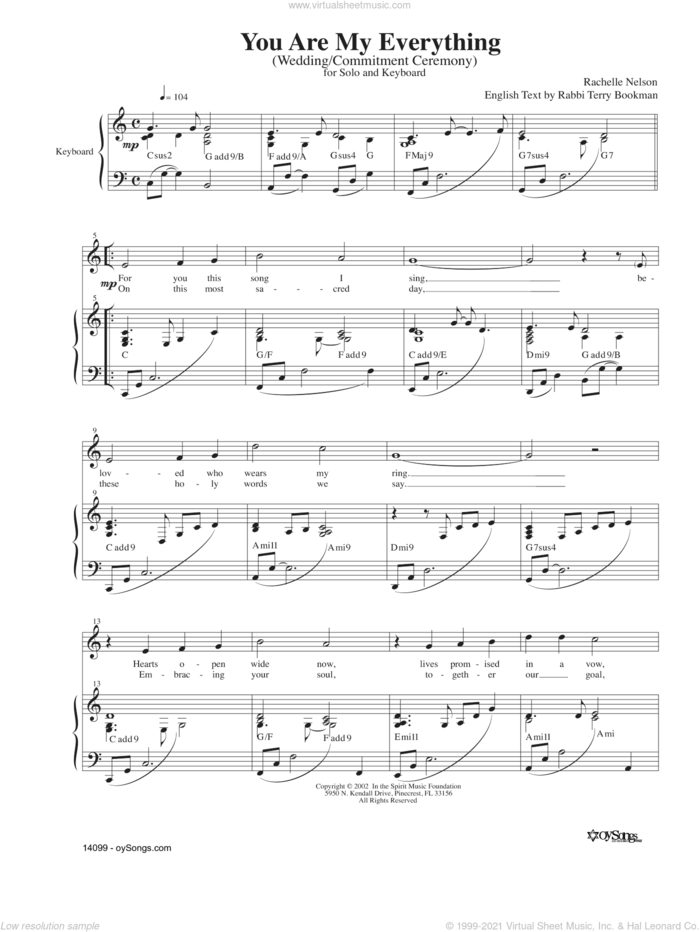 You Are My Everything sheet music for voice and piano by Rachelle Nelson, intermediate skill level