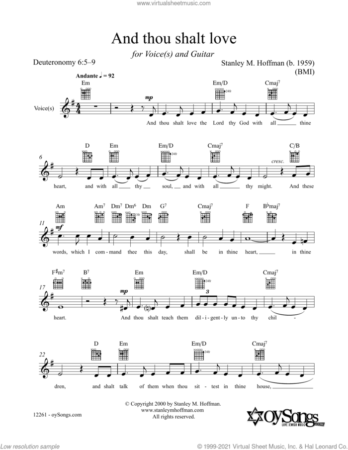 And Thou Shalt Love sheet music for voice and other instruments (fake book) by Stanley F. Hoffman, intermediate skill level
