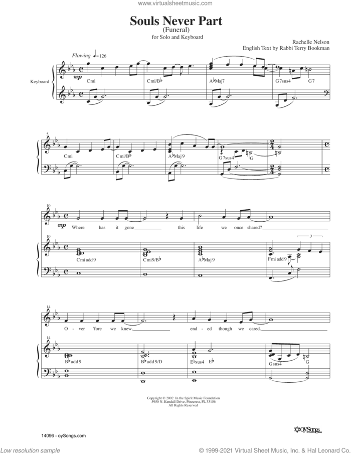 Souls Never Part sheet music for voice and piano by Rachelle Nelson, intermediate skill level