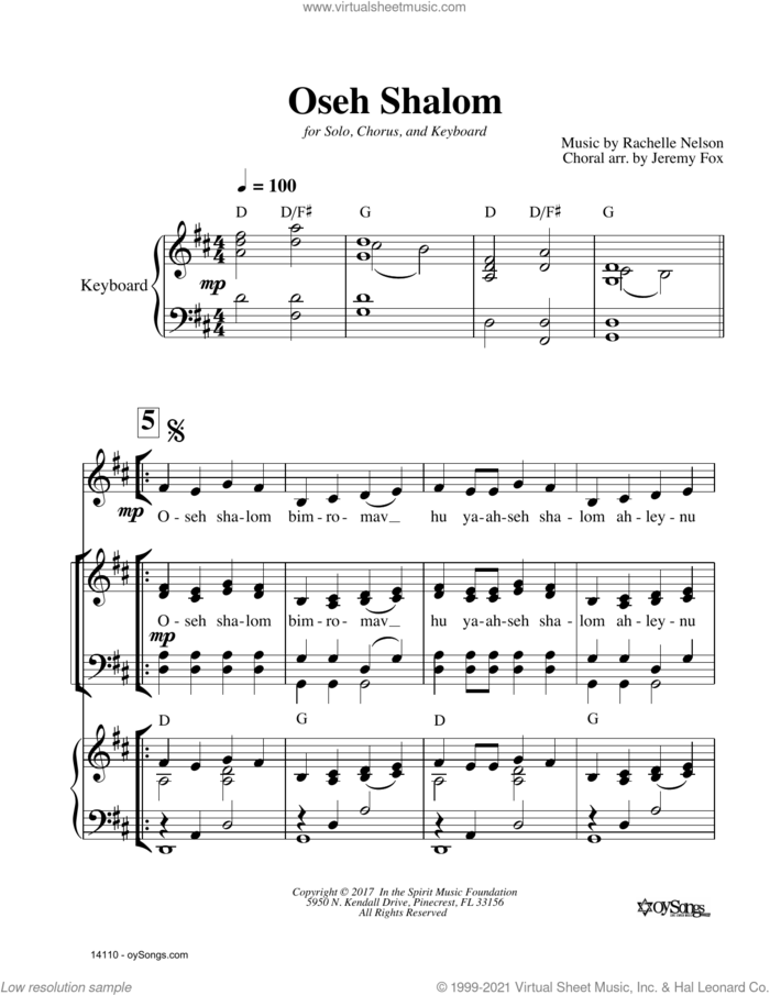 Oseh Shalom sheet music for choir (SATB: soprano, alto, tenor, bass) by Rachelle Nelson, intermediate skill level
