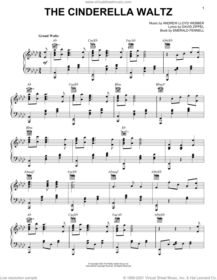 The Cinderella Waltz (from Andrew Lloyd Webber's Cinderella) sheet music for voice, piano or guitar by Andrew Lloyd Webber, David Zippel and Emerald Fennell, intermediate skill level