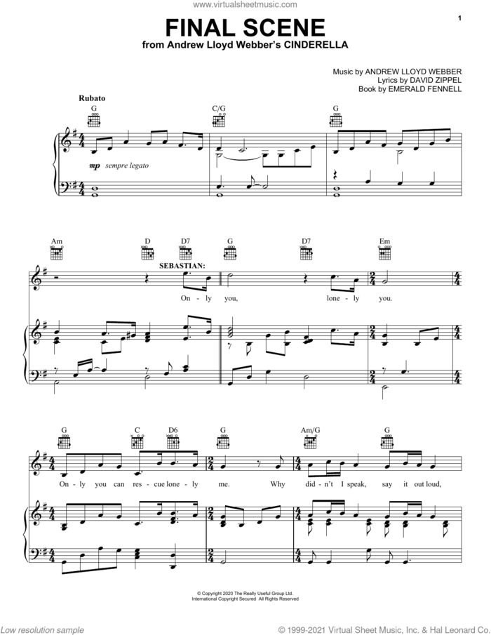 Final Scene (from Andrew Lloyd Webber's Cinderella) sheet music for voice, piano or guitar by Andrew Lloyd Webber, David Zippel and Emerald Fennell, intermediate skill level