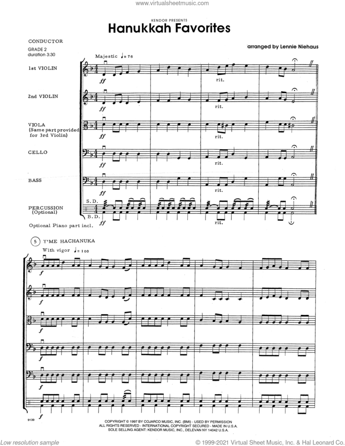 Hanukkah Favorites (COMPLETE) sheet music for orchestra by Lennie Niehaus and Miscellaneous, intermediate skill level