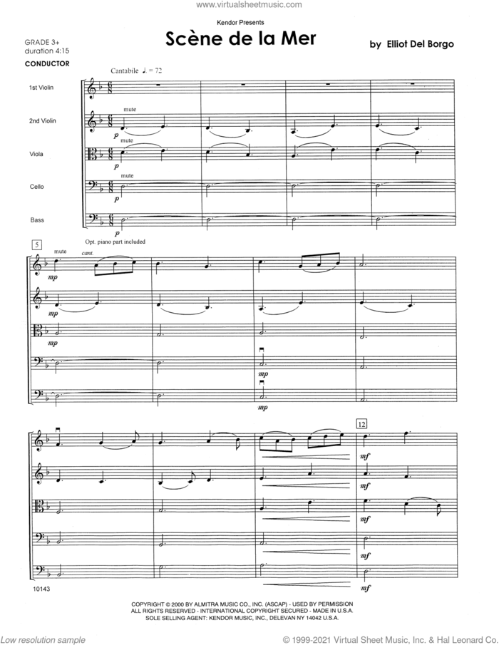 Scene De la Mer (COMPLETE) sheet music for orchestra by Elliot Del Borgo, intermediate skill level