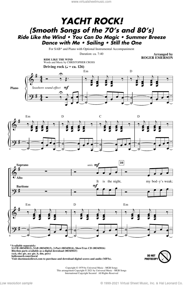 Yacht Rock! (Smooth Songs of the '70s and '80s) sheet music for choir (SAB: soprano, alto, bass) by Roger Emerson, intermediate skill level