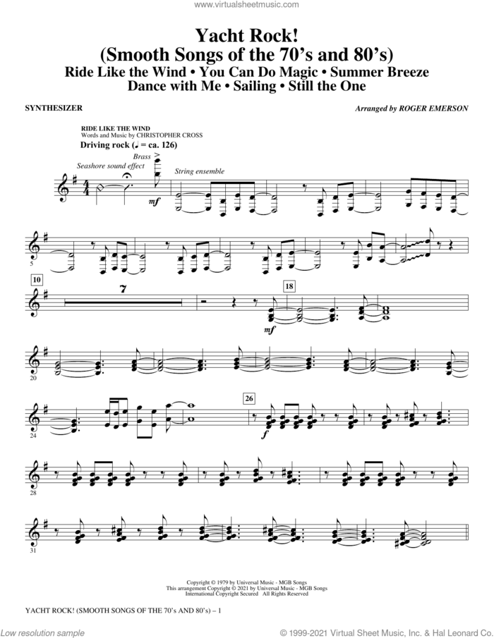 Yacht Rock! (Smooth Songs of the '70s and '80s) (complete set of parts) sheet music for orchestra/band by Roger Emerson, intermediate skill level