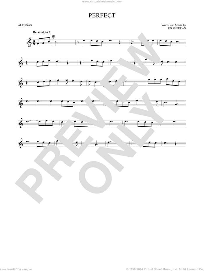 Perfect sheet music for alto saxophone solo by Ed Sheeran, intermediate skill level