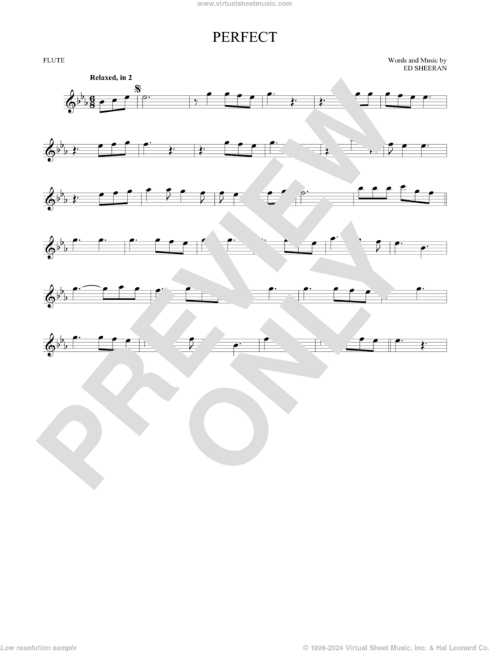 Perfect sheet music for flute solo by Ed Sheeran, intermediate skill level