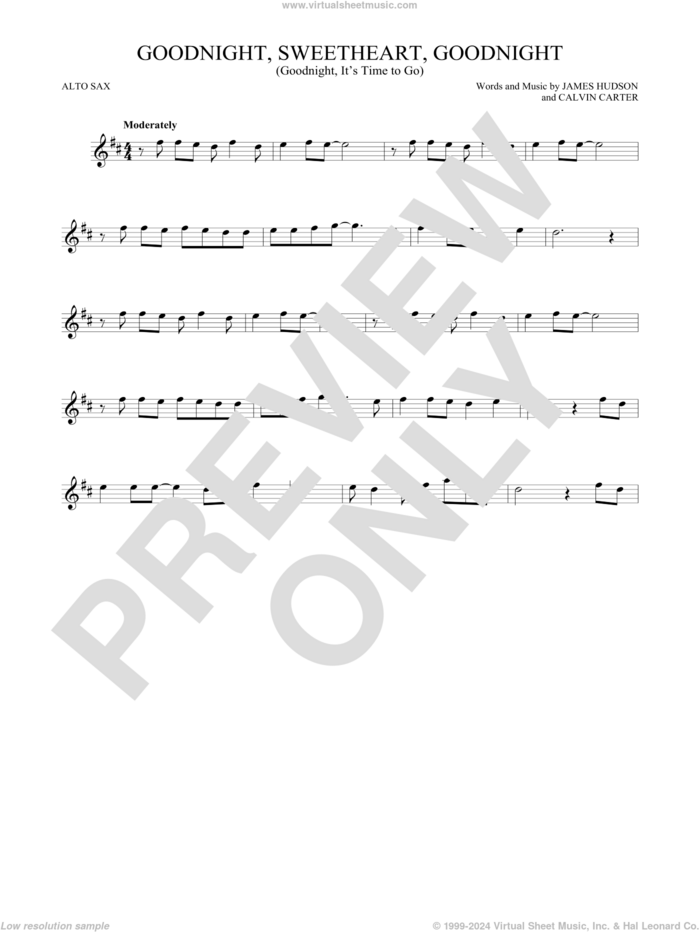 Goodnight, Sweetheart, Goodnight (Goodnight, It's Time To Go) sheet music for alto saxophone solo by James Hudson, Chuck Berry, McGuire Sisters, Tokens, Calvin Carter and James Hudson & Calvin Carter, intermediate skill level