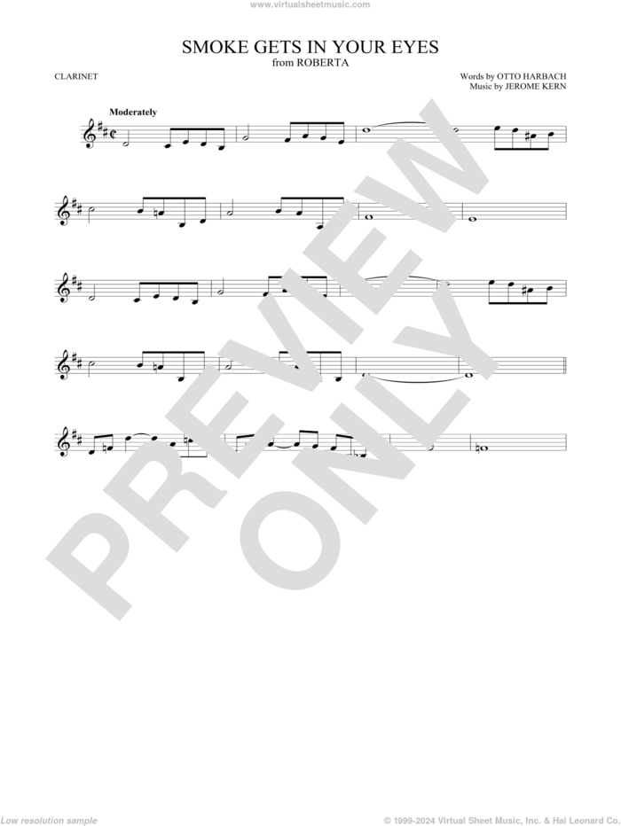 Smoke Gets In Your Eyes sheet music for clarinet solo by The Platters, Jerome Kern and Otto Harbach, intermediate skill level