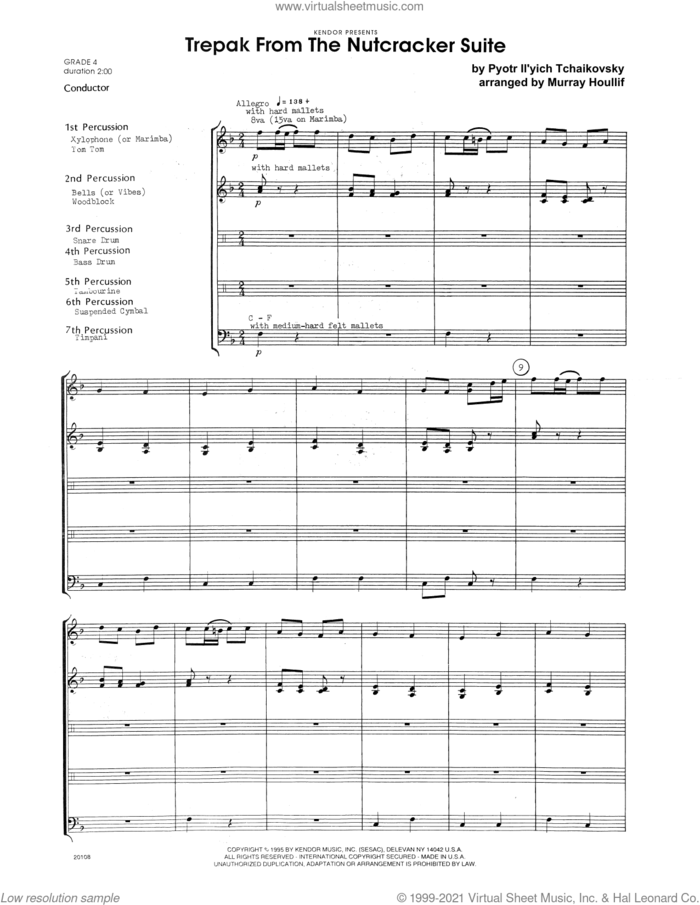 Trepak From The Nutcracker Suite (arr. Murray Houllif) (COMPLETE) sheet music for percussions by Pyotr Ilyich Tchaikovsky and Houllif, classical score, intermediate skill level