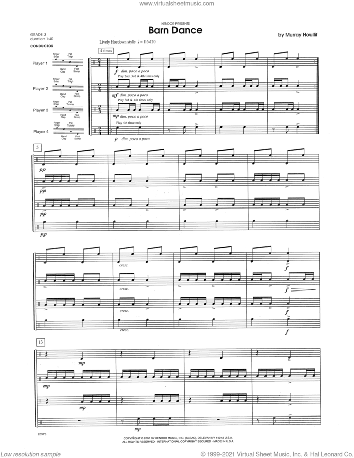 Barn Dance (COMPLETE) sheet music for percussions by Houllif, intermediate skill level