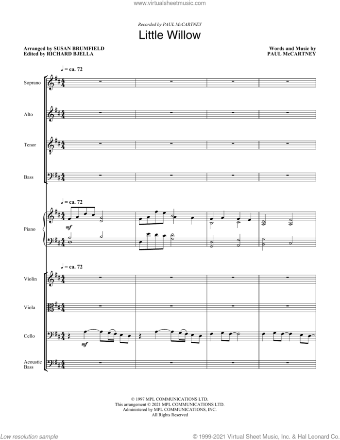 Little Willow (arr. Susan Brumfield) (COMPLETE) sheet music for orchestra/band by Paul McCartney and Susan Brumfield, intermediate skill level