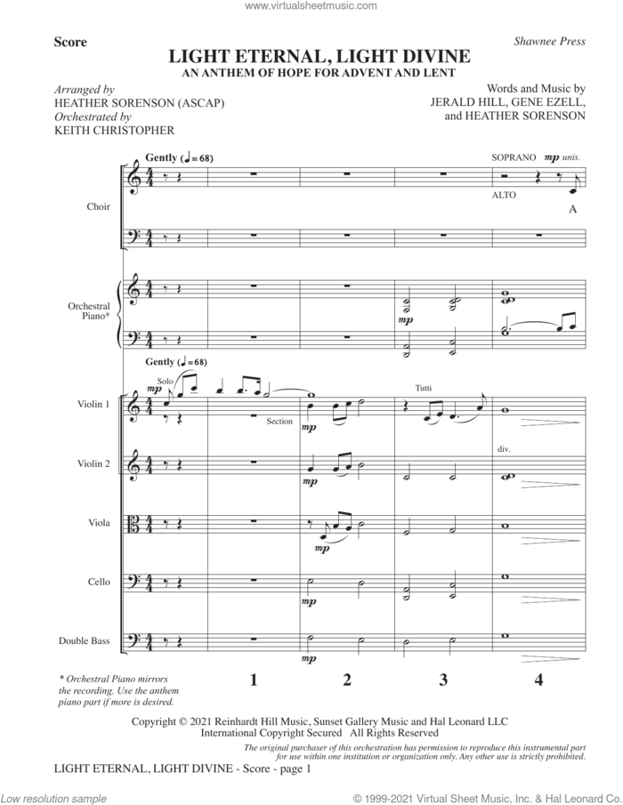 Light Eternal, Light Divine (An Anthem Of Hope For Advent And Lent) (COMPLETE) sheet music for orchestra/band by Heather Sorenson, Gene Ezell and Jerald Hill, intermediate skill level