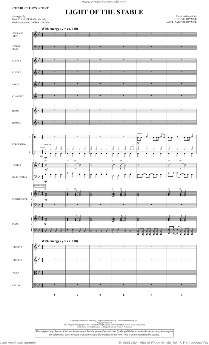 Light Of The Stable (from All Is Well) (arr. David Angerman) (COMPLETE) sheet music for orchestra/band by David Angerman, Elizabeth Rhymer, Steve Rhymer and Steve Rhymer and Elizabeth Rhymer, intermediate skill level