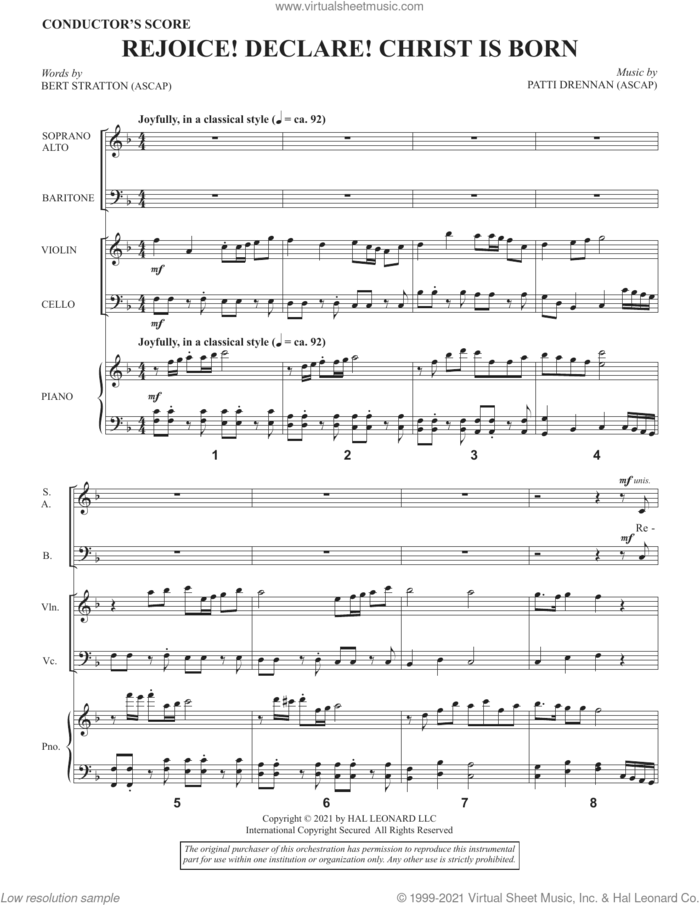 Rejoice! Declare! Christ Is Born (COMPLETE) sheet music for orchestra/band by Patti Drennan, Bert Stratton and Bert Stratton and Patti Drennan, intermediate skill level