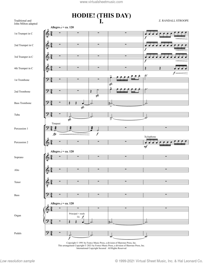 Hodie (This Day) (COMPLETE) sheet music for orchestra/band by Z. Randall Stroope, intermediate skill level