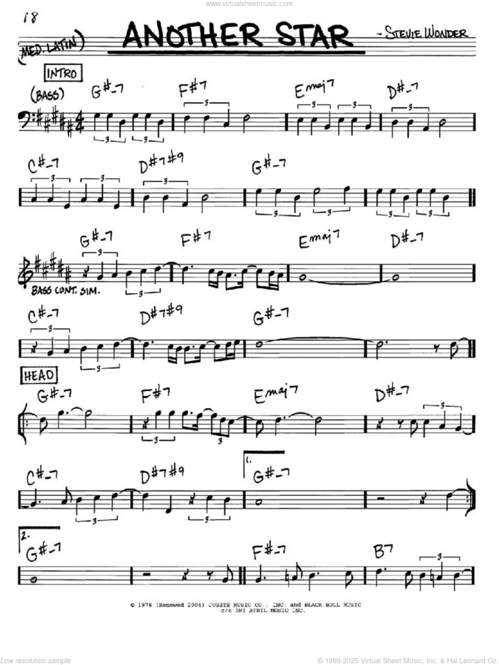 Another Star sheet music for voice and other instruments (in Bb) by Stevie Wonder, intermediate skill level