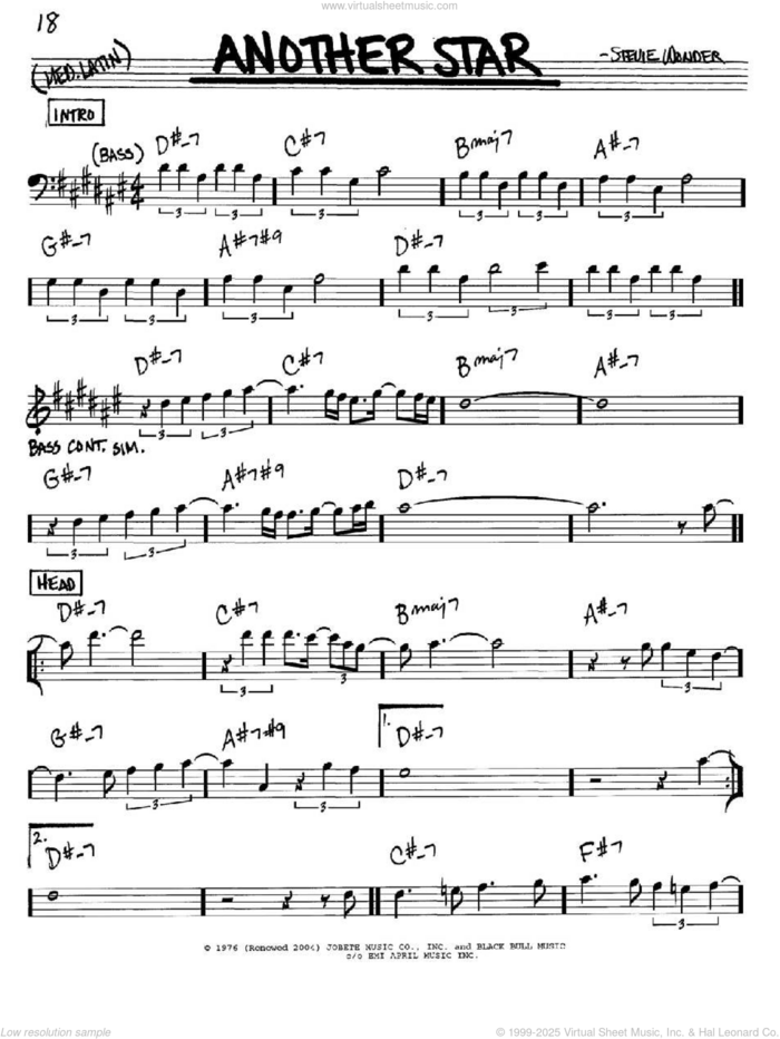 Another Star sheet music for voice and other instruments (in Eb) by Stevie Wonder, intermediate skill level