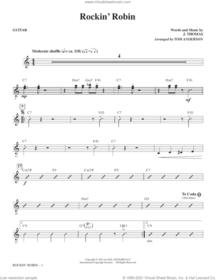 Rockin' Robin (arr. Tom Anderson) (complete set of parts) sheet music for orchestra/band by Thomas Jimmie and Tom Anderson, intermediate skill level