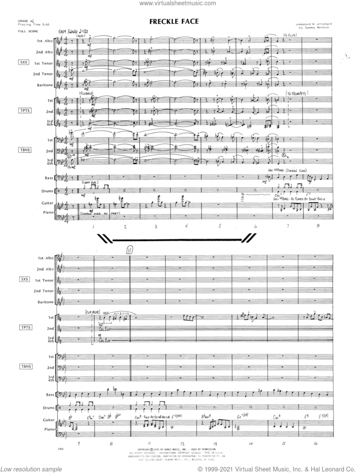 Freckle Face (COMPLETE) sheet music for jazz band by Sammy Nestico, intermediate skill level