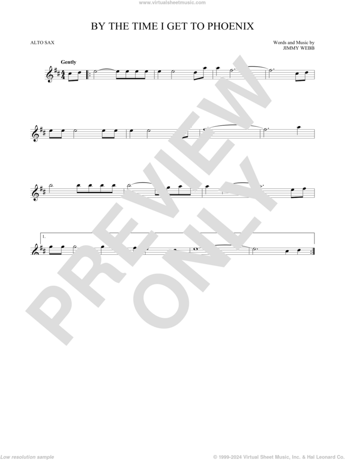 By The Time I Get To Phoenix sheet music for alto saxophone solo by Glen Campbell, Isaac Hayes and Jimmy Webb, intermediate skill level